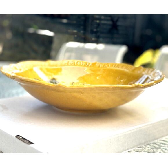 Unbranded California Pottery Gold Pasta Vegetable Bowl Size 14 3/8 D Made in USA - Picture 2 of 7